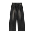 Vintage Washed Oversized Denim Pants Men Split Structure Knife Pants Trendy Loose Long Pants