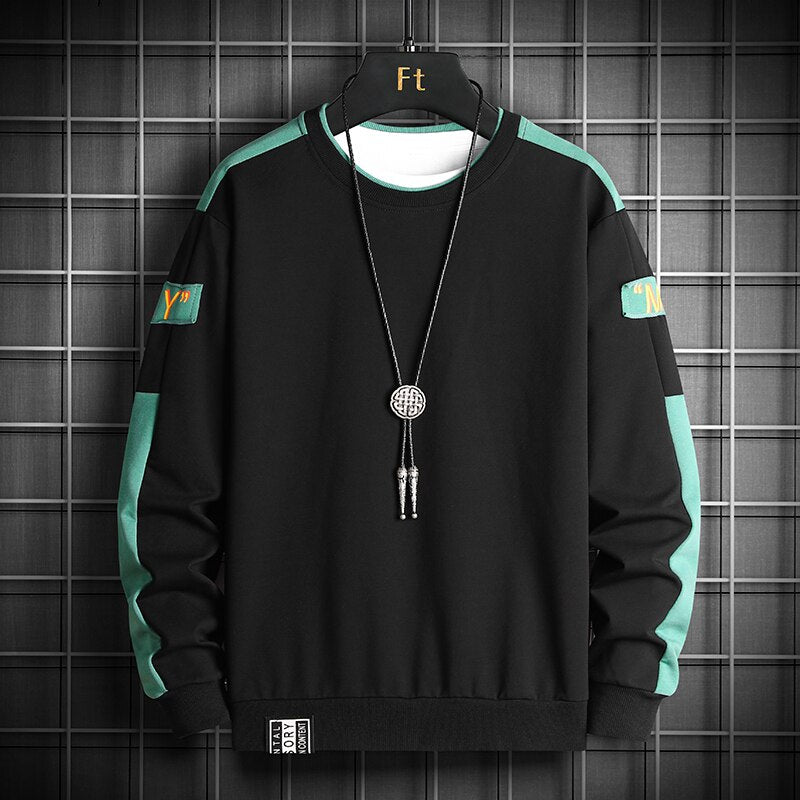 Mens Casual Sweatshirts Hoodies Man Multi Color O-Neck Fashion Long Sleeve Male Loose Patchwork Streetwear Pullover Hoodies