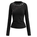 White star studded bead long sleeved base shirt for women