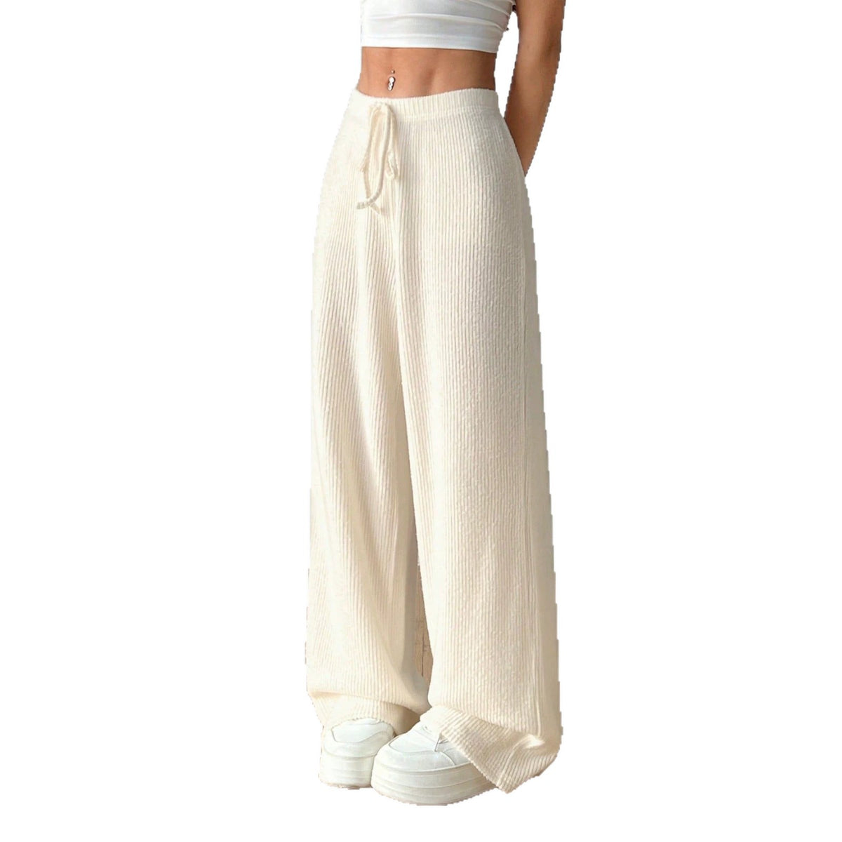 Fashionable Loose Fit Straight Leg Wide Leg Pants for Women, Comfortable Casual Long Trousers, Solid Color, Flowy Fabric, Versatile Style