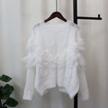 Splicing mesh flower sweater