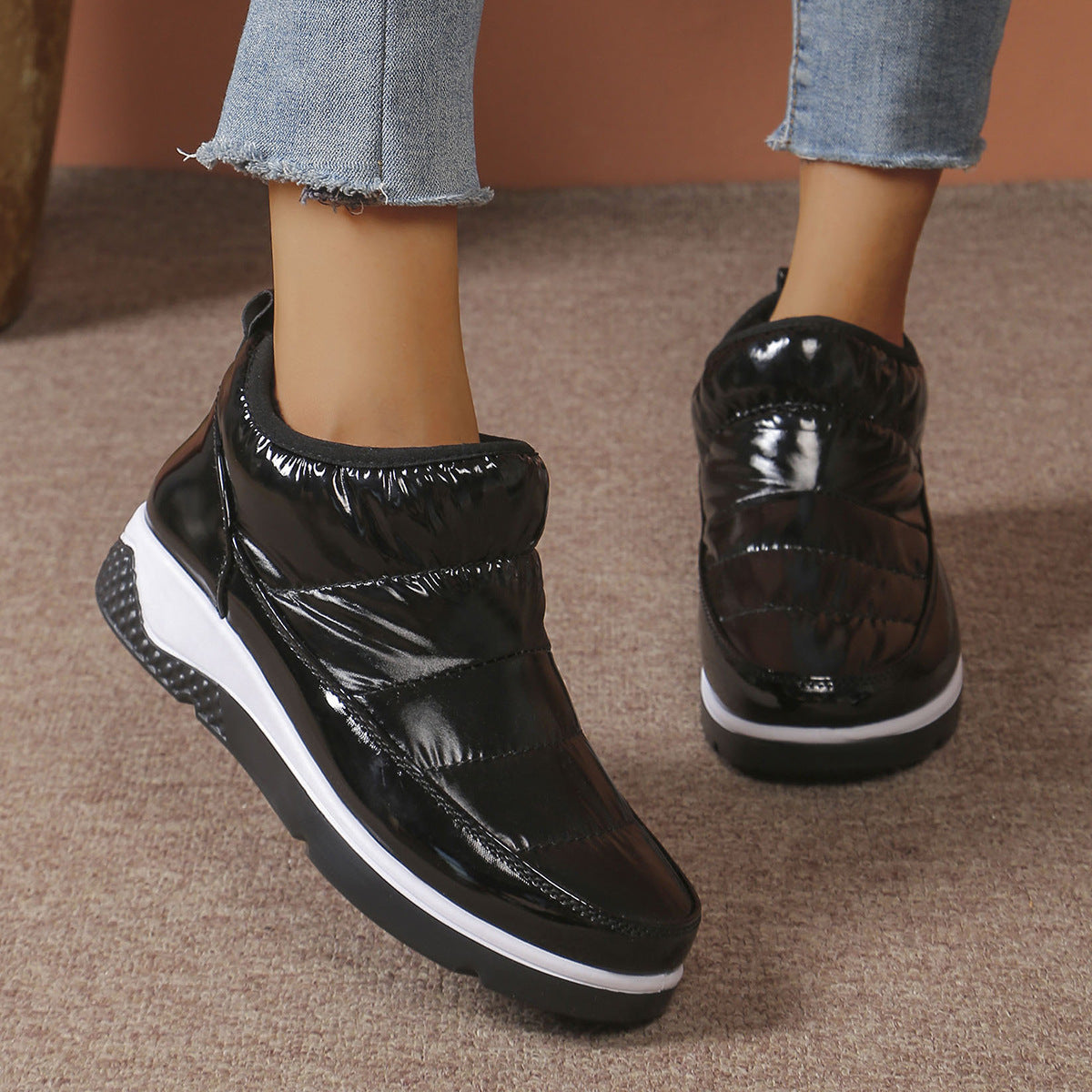 new short snow boots for women large size winter new canvas lined thick warm large size women's boots cotton shoes
