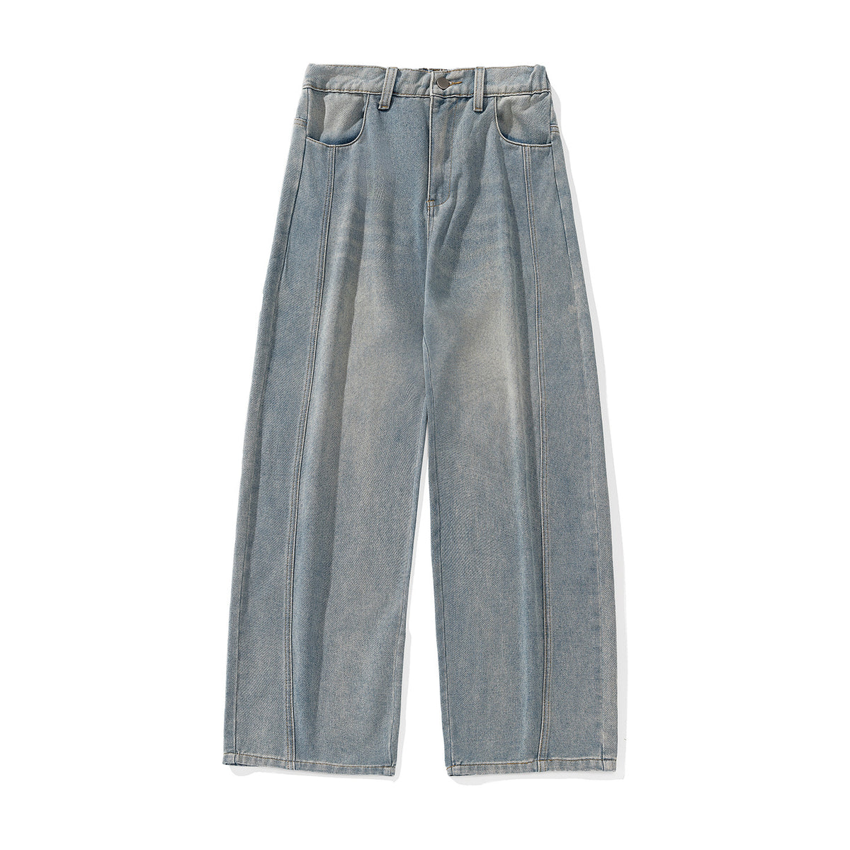 Vintage Washed Oversized Denim Pants Men Split Structure Knife Pants Trendy Loose Long Pants