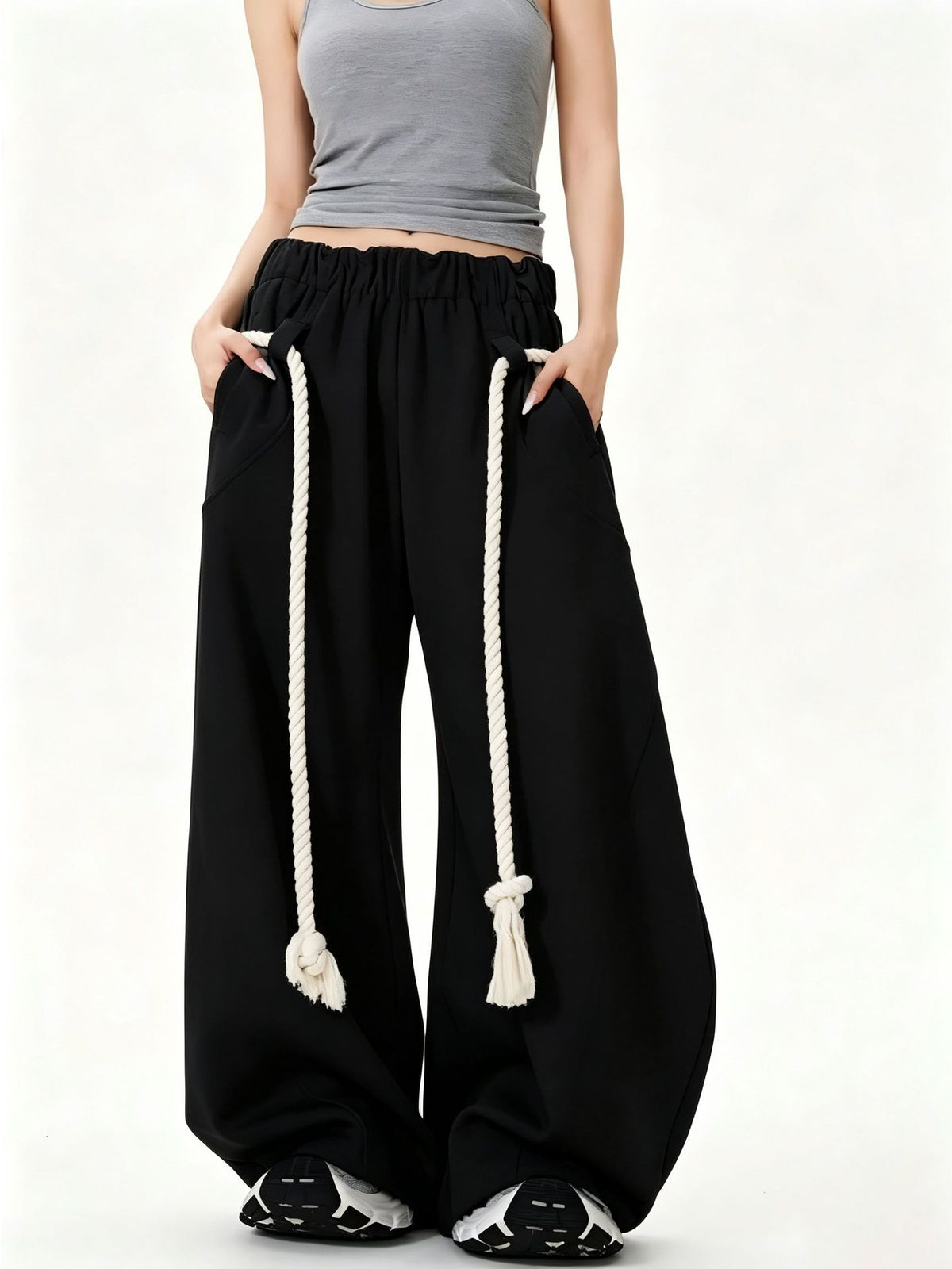 Casual Street Style Women's Loose Wide-Leg Sweatpants Fashionable Spring and Autumn High Street Sporty Pants