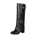 High Heel Chunky Large Size Slip-On Combat Boots for Women