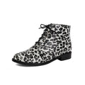 Autumn/winter casual low heel leopard print  extra large size lace-up low-cut Martin boots Made to order, ships in 7 days
