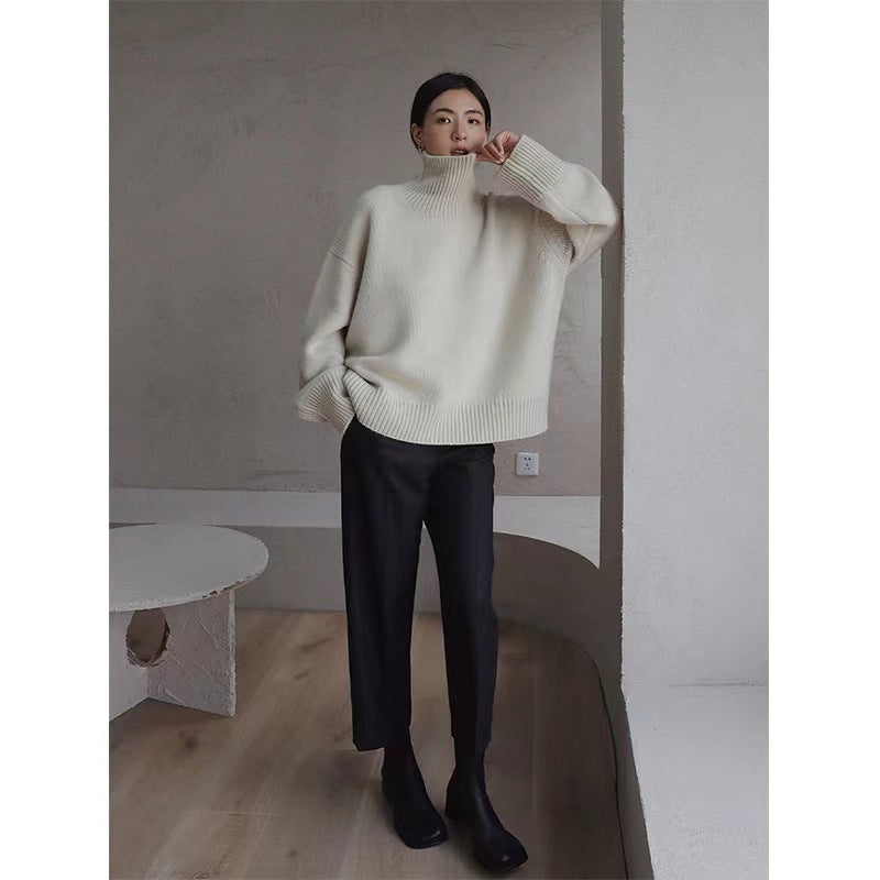 Women's autumn and winter high neck sweater with thickened pullover