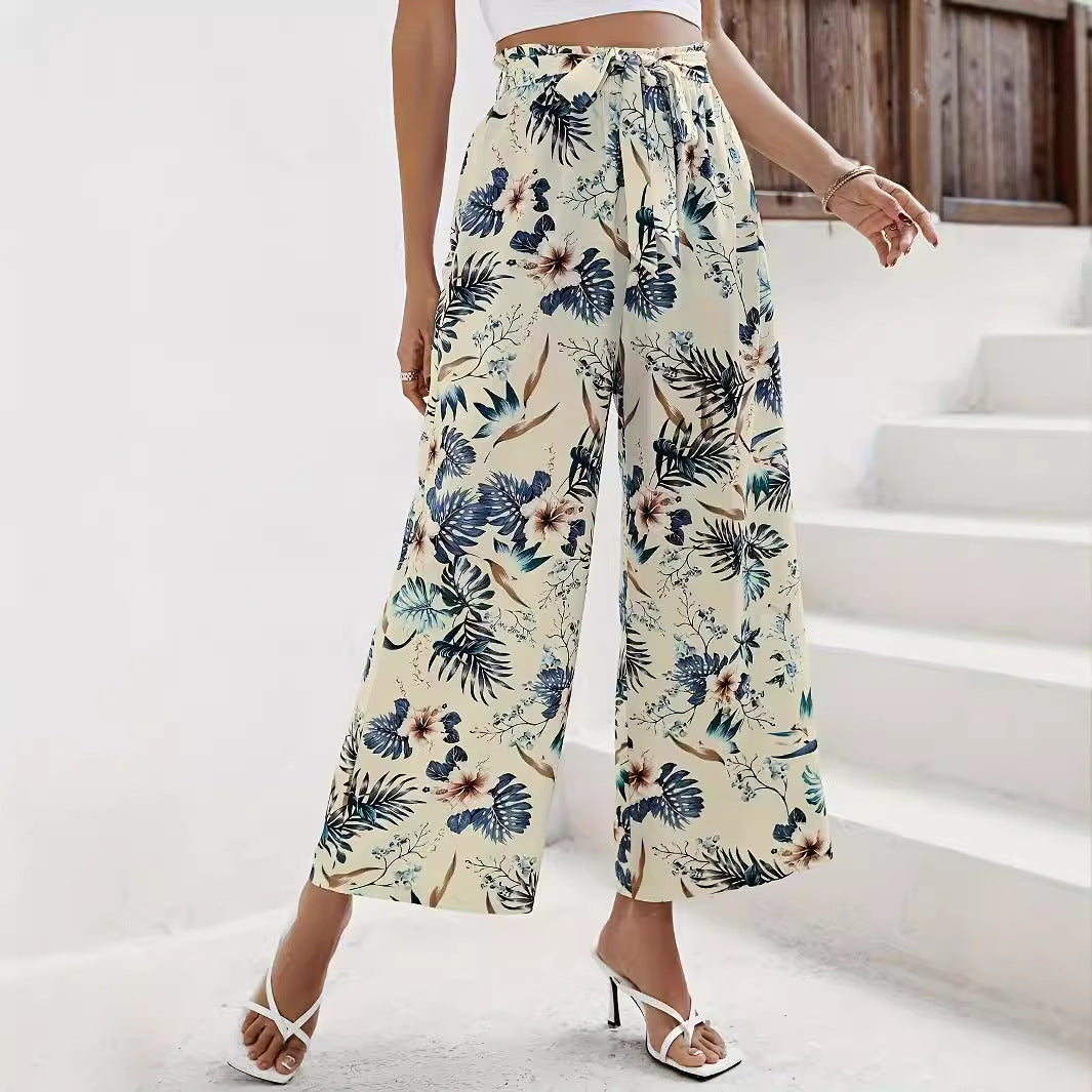 Lace up wide leg pants