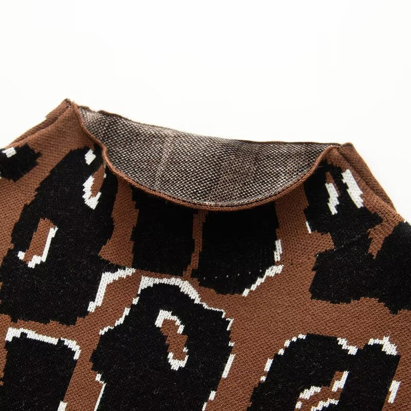 Jacquard high neck leopard print top