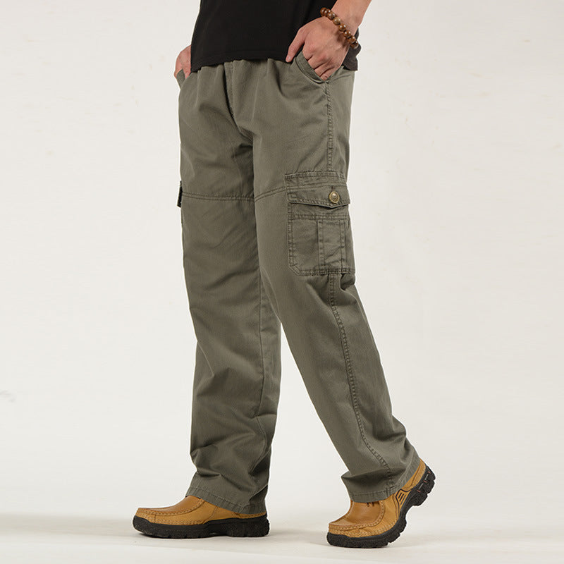 Spring Men's Elastic Waist Pants for Middle-Aged and Elderly Dads, Straight Leg, Loose Fit, Oversized, Plus Size, Casual Trousers, Long Pants