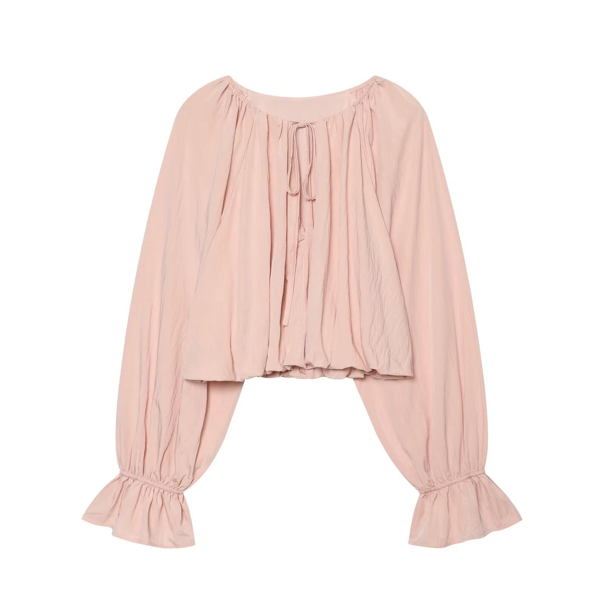 Round neck lace up top