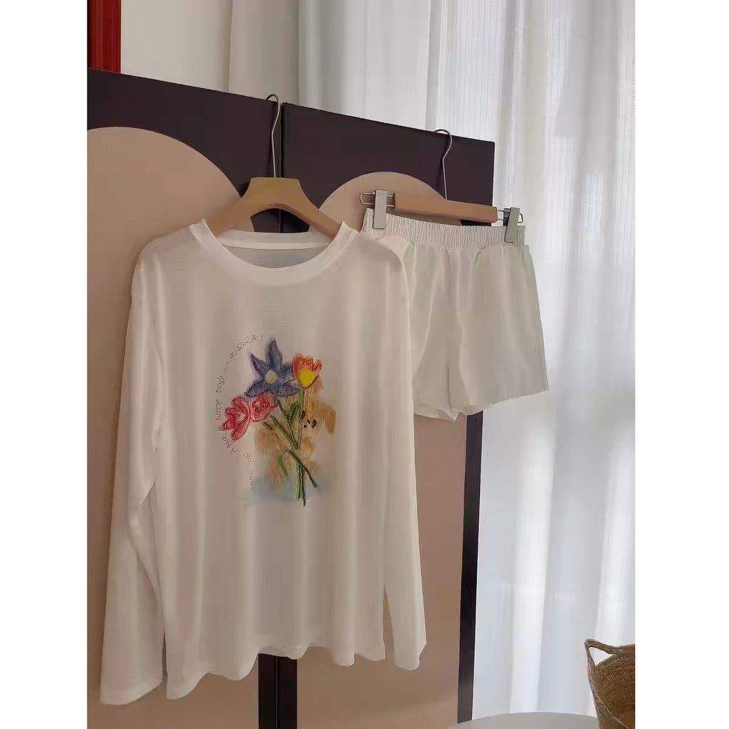Women's Loose Long Sleeve T-Shirt Textured Cotton Blend  Slightly Sheer Summer Sun Protection Cover-Up