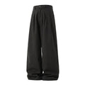Vintage Simple Versatile Double Pleat Casual Pants for Men Spring Basic Wide Leg Loose Texture Straight Fit Long Trousers
