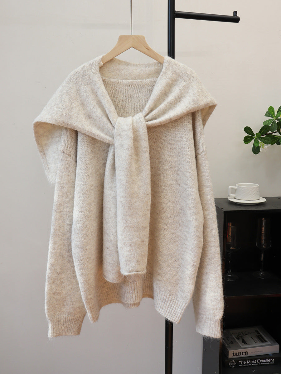 Loose shawl two-piece sweater set
