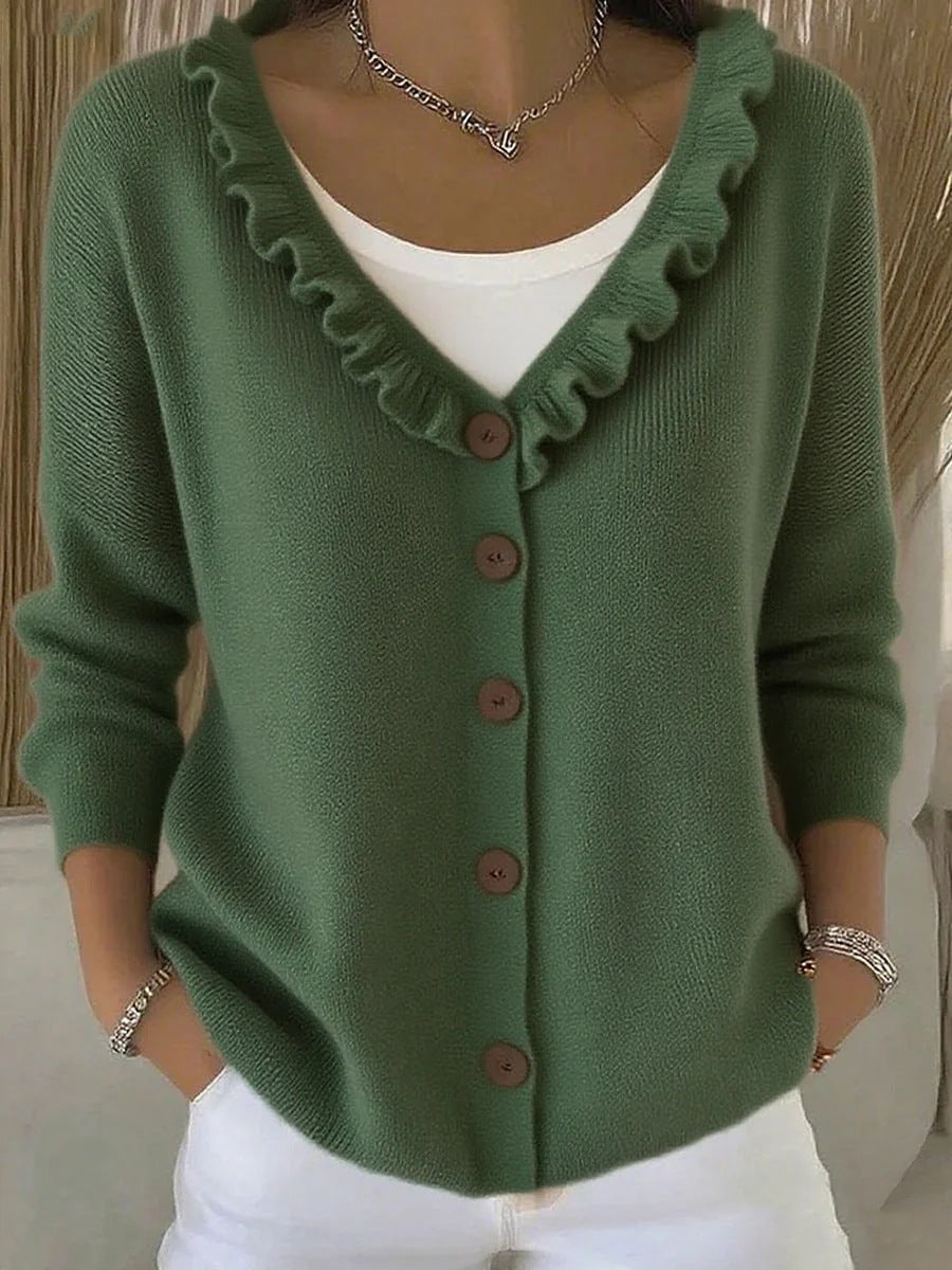 Knitted cardigan casual V-neck sweater jacket for women