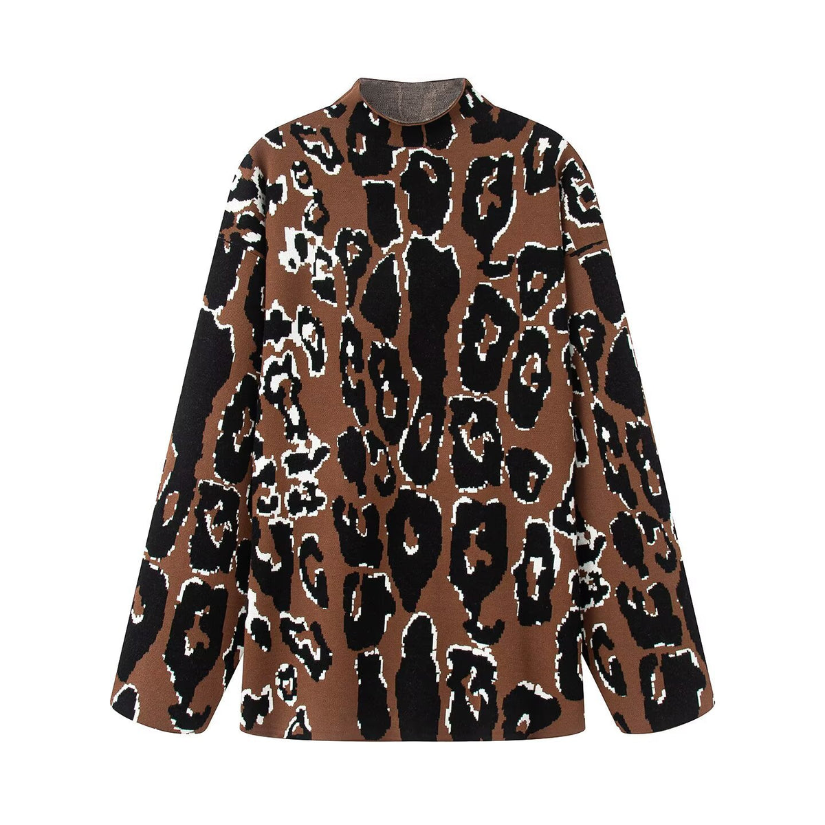 Jacquard high neck leopard print top