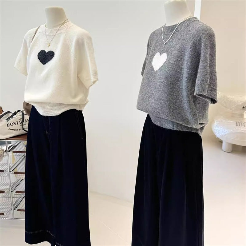 Love short sleeved knitted t-shirt French style