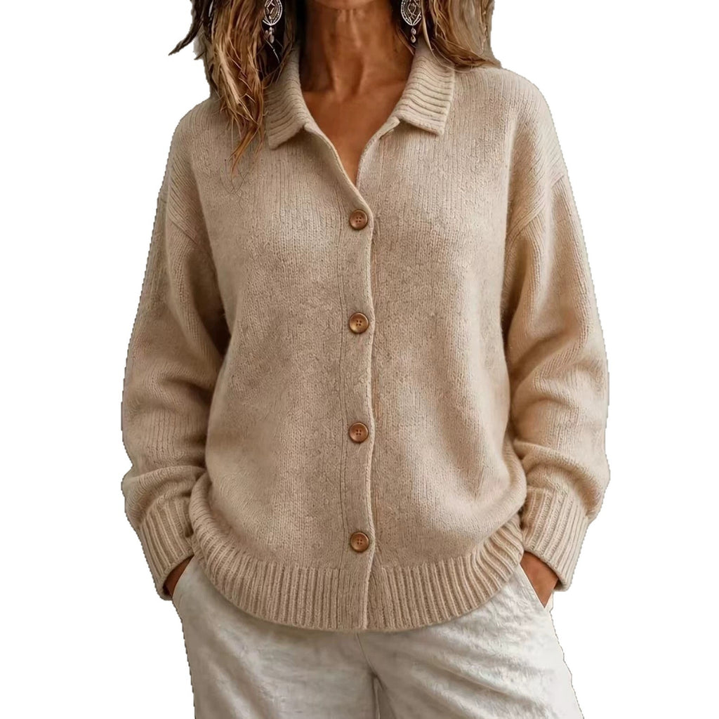 Single breasted long sleeved sweater jacket