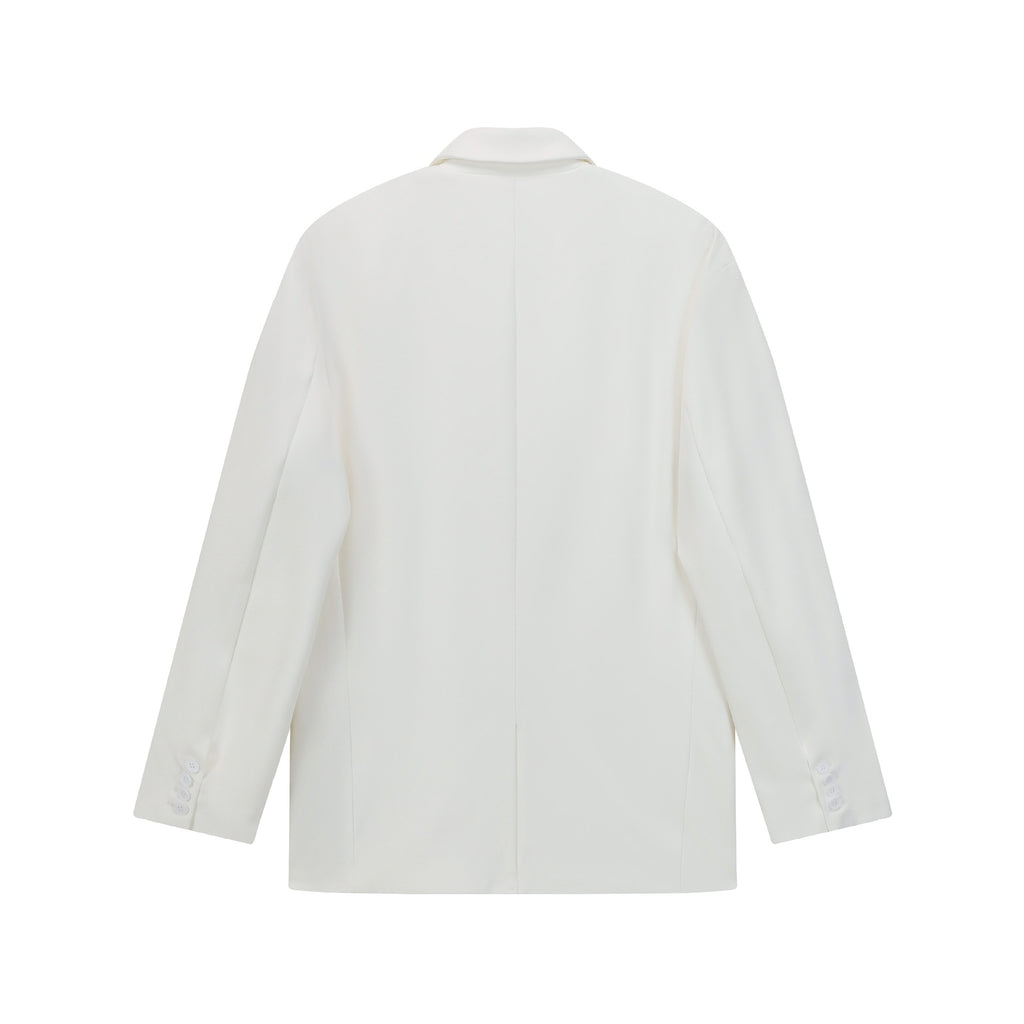 Patchwork Design Long Sleeve Button Closure Notched Collar Loose Fit Blazer for Men and Women