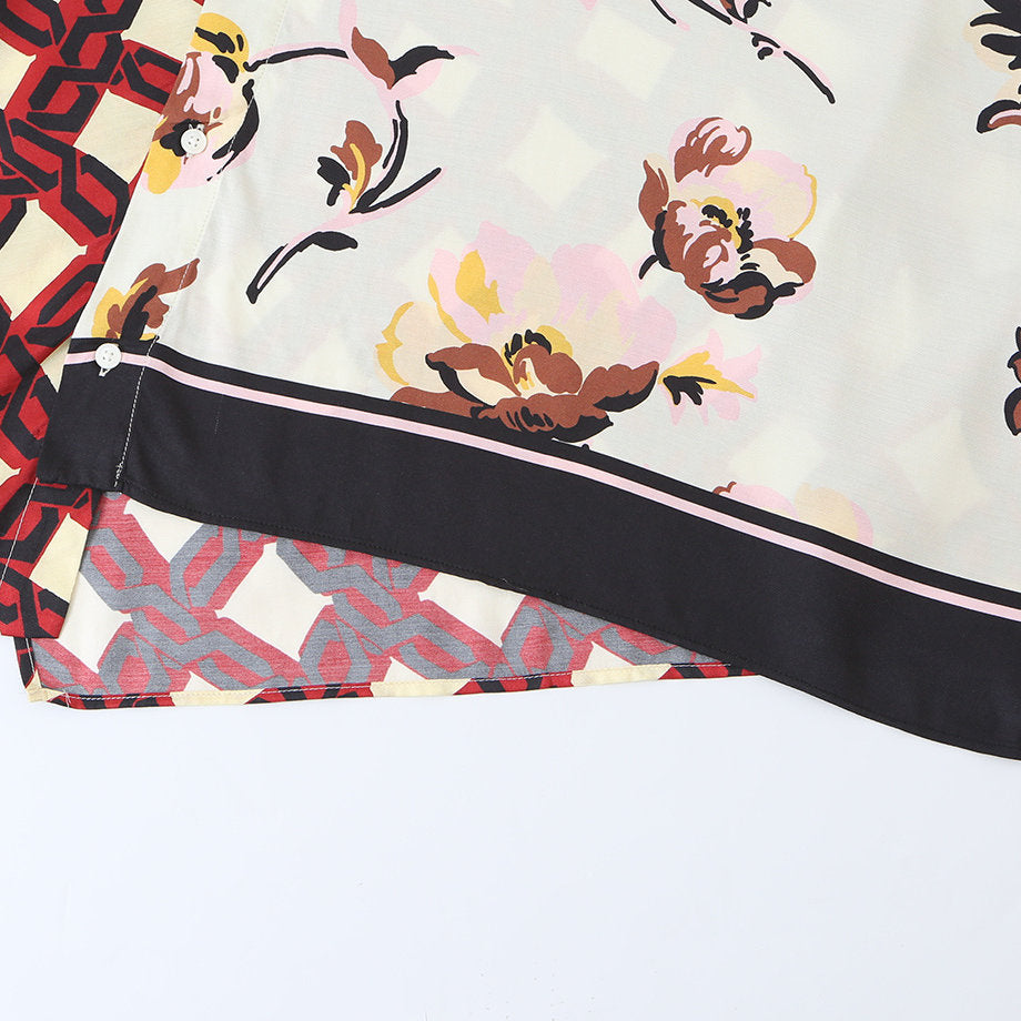 Splicing printed loose shirt