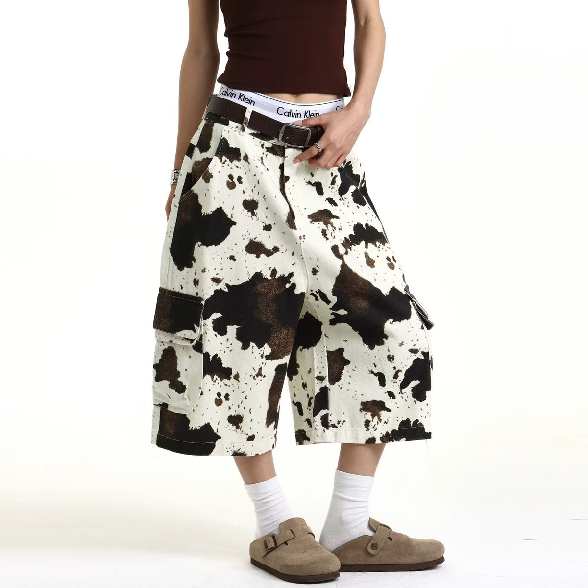 Lazy Loose High-Waisted Wide-Leg Shorts Pants