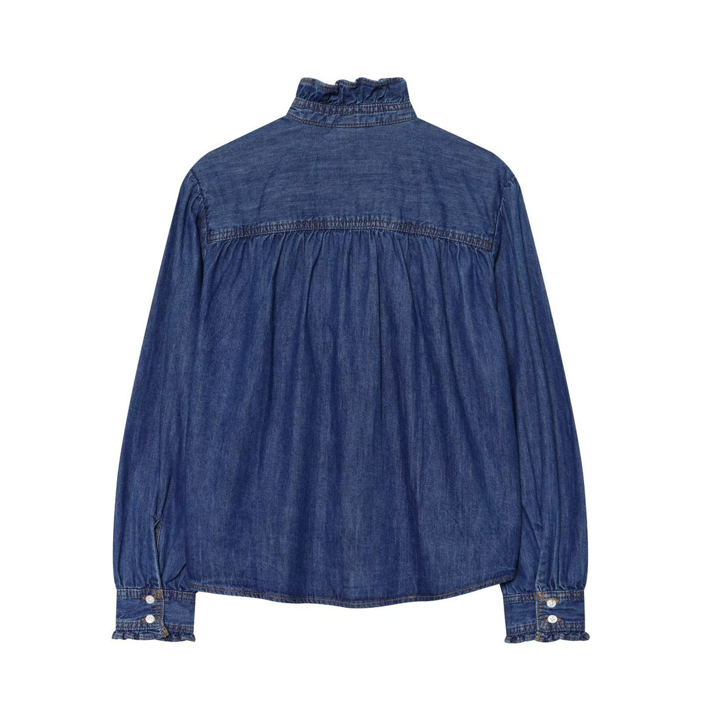Ruffle denim top shirt