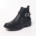 Women's Short Boots Autumn Winter Comfortable Low Heel Buckle Checkered Leather Boots