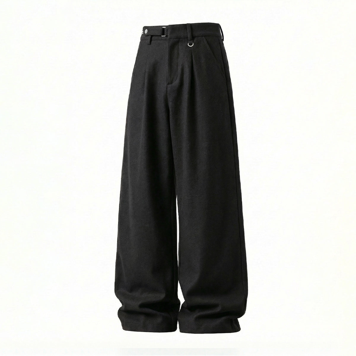 Drapey Trousers for Men, Spring Season, Adjustable Waist, Soft Texture, Loose Fit, Casual Pants with 3D Pleats, Straight Leg Long Trousers