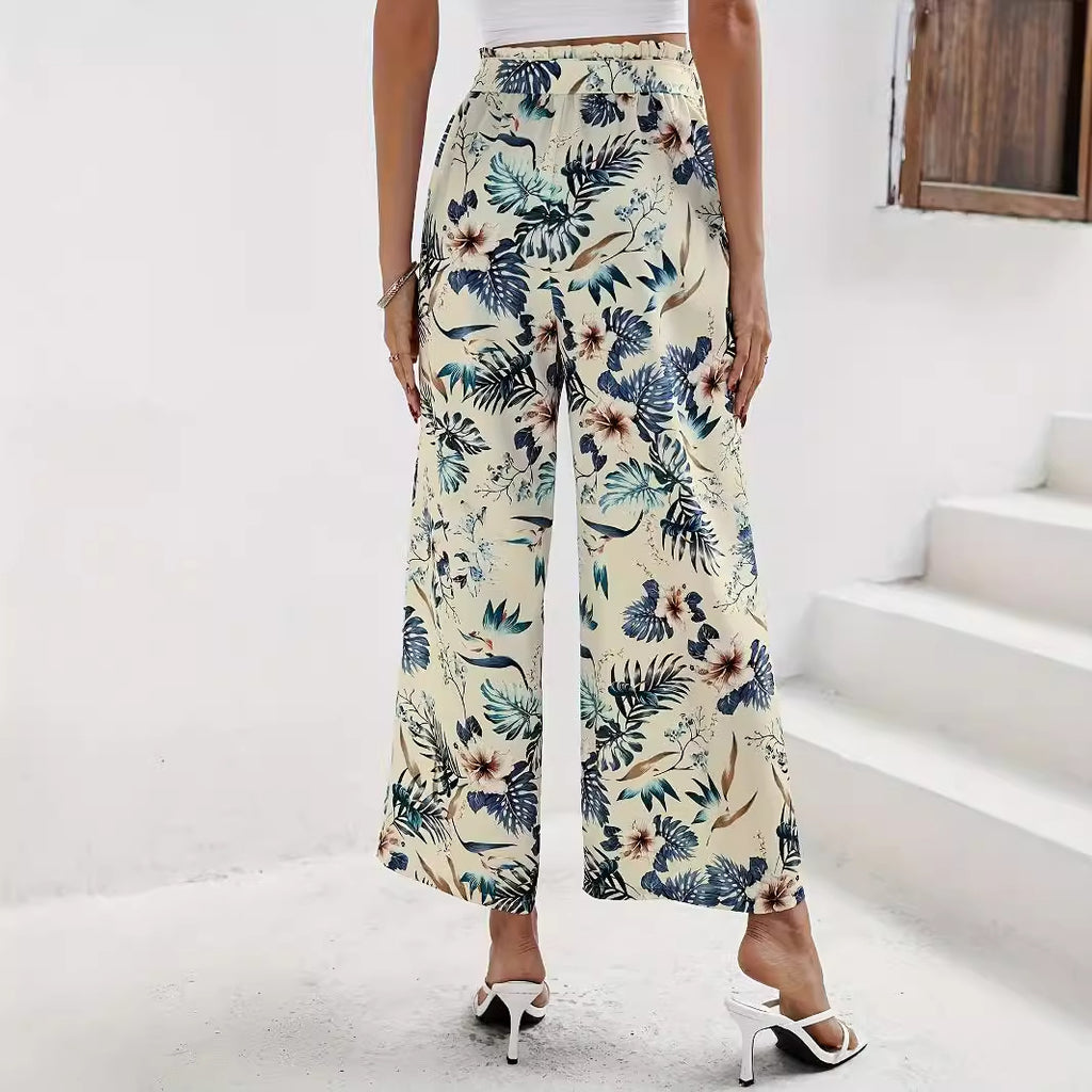 Lace up wide leg pants