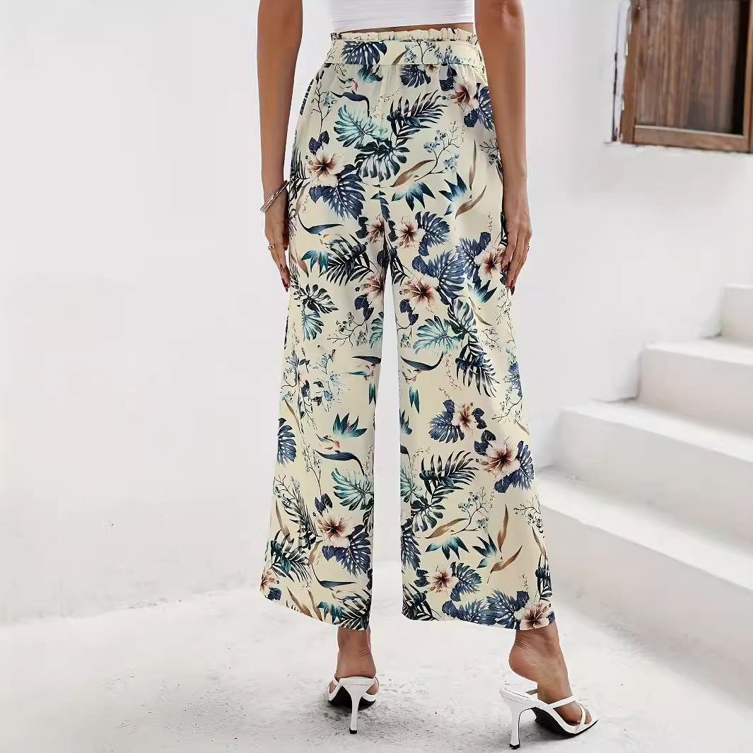 Lace up wide leg pants