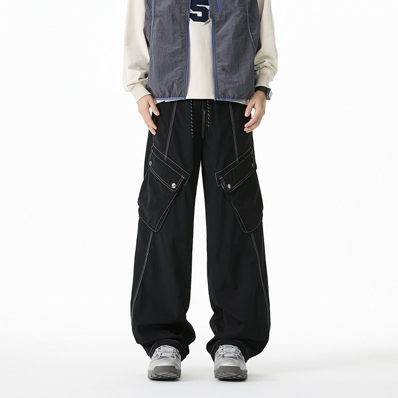 Casual Pants Men Outdoor Waterproof Cargo Pants Loose Fit Versatile Long Pants