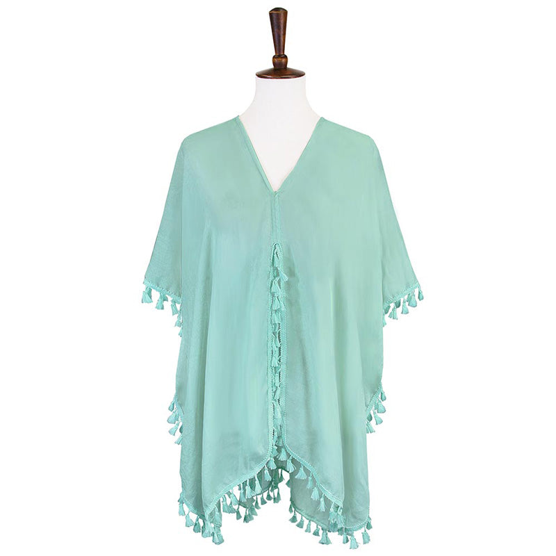 Tassel Trimmed Solid Cover Up