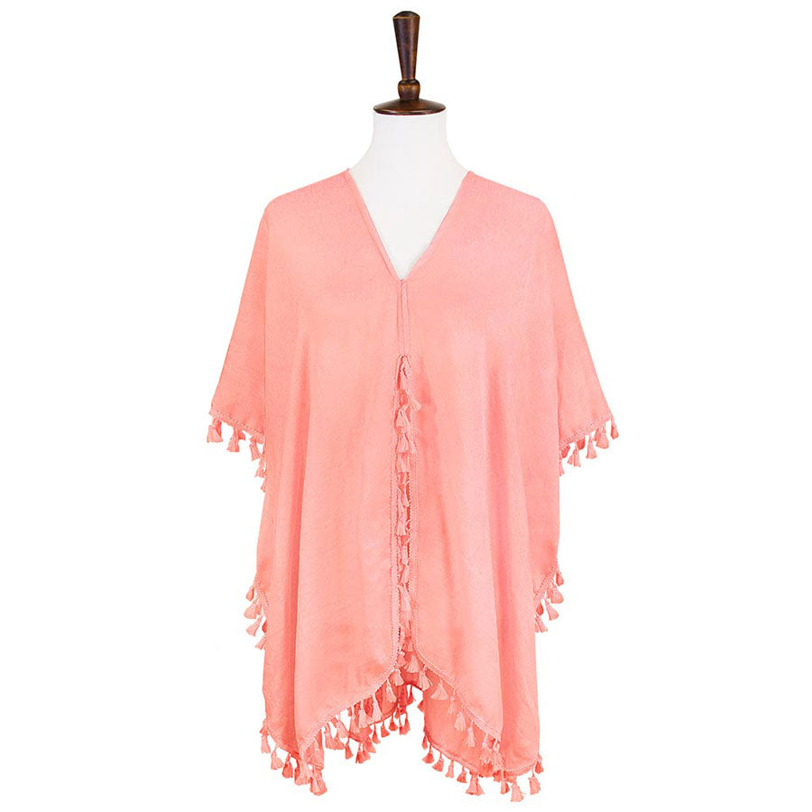 Tassel Trimmed Solid Cover Up