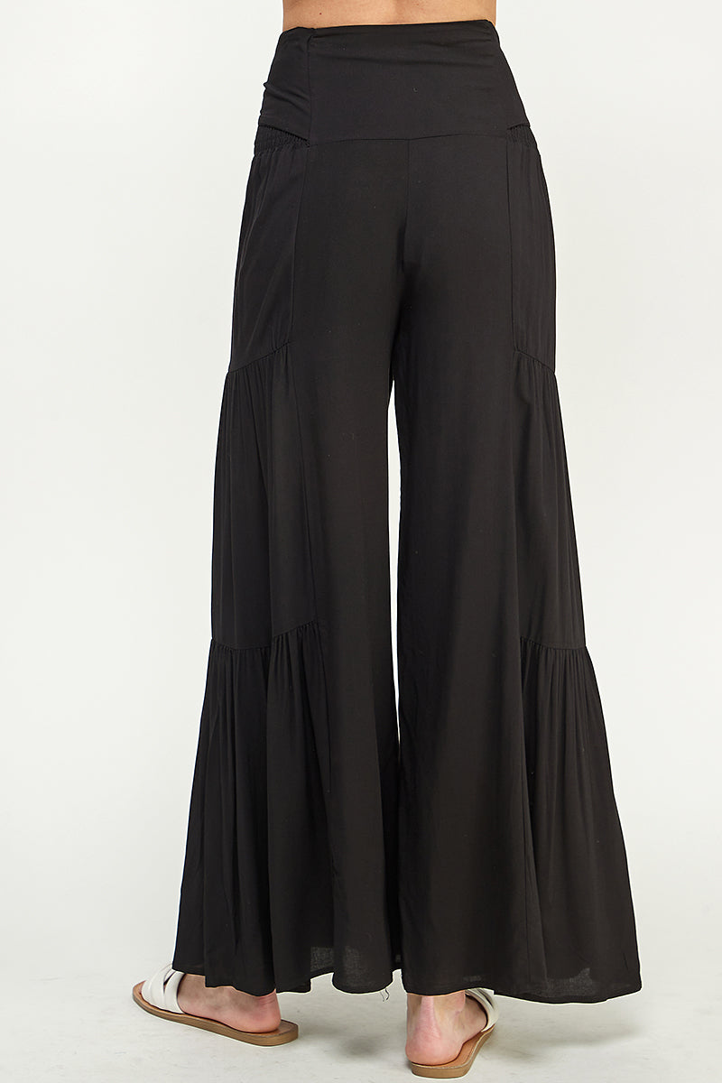 SB0217-1pc-WOVEN SMOCKING WAIST LONG PANTS-$17 (Sample Fir Display)