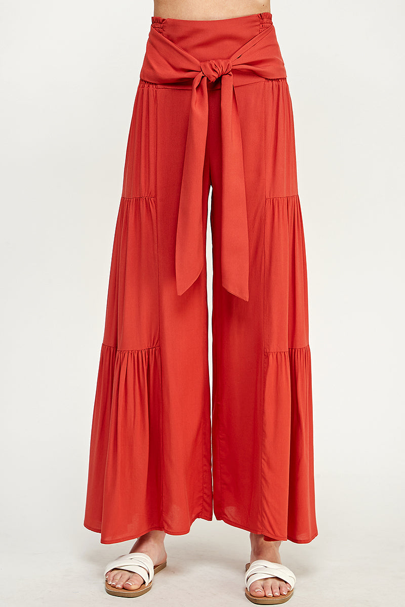 SB0217-1pc-WOVEN SMOCKING WAIST LONG PANTS-$17 (Sample Fir Display)