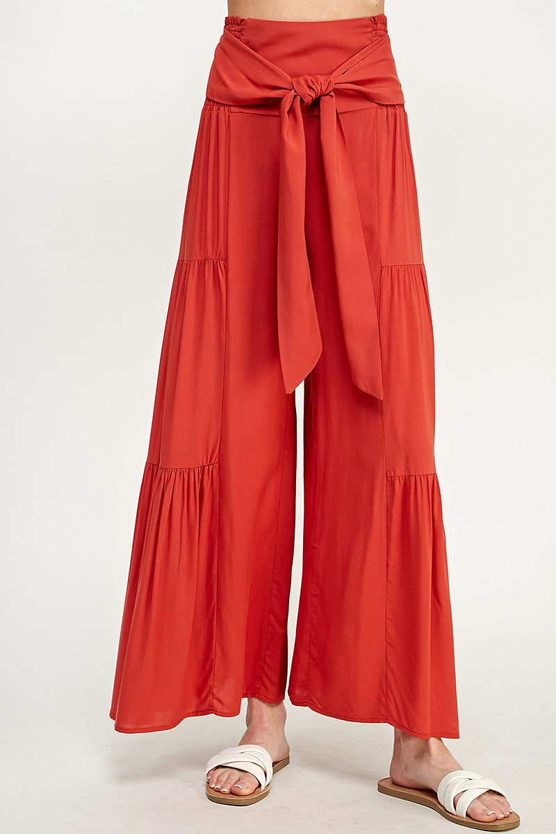 SB0217-1pc-WOVEN SMOCKING WAIST LONG PANTS-$17 (Sample Fir Display)