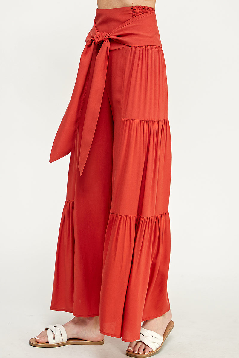 SB0217-1pc-WOVEN SMOCKING WAIST LONG PANTS-$17 (Sample Fir Display)