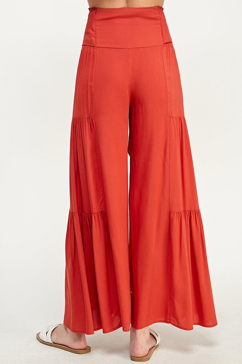 SB0217-1pc-WOVEN SMOCKING WAIST LONG PANTS-$17 (Sample Fir Display)