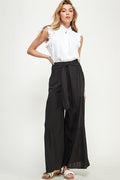 SB0217-1pc-WOVEN SMOCKING WAIST LONG PANTS-$17 (Sample Fir Display)