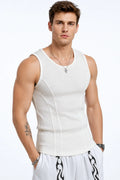 Athletic Ribbed Muscle Tank for Men, Stretchy Slim-Fit Sleeveless Vest