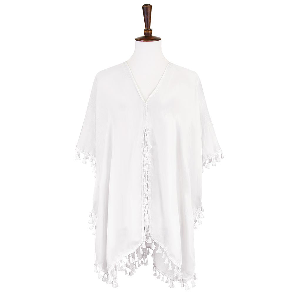 Tassel Trimmed Solid Cover Up