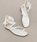 Oasis Society - Abril White Strappy Ankle Wrap Sandals