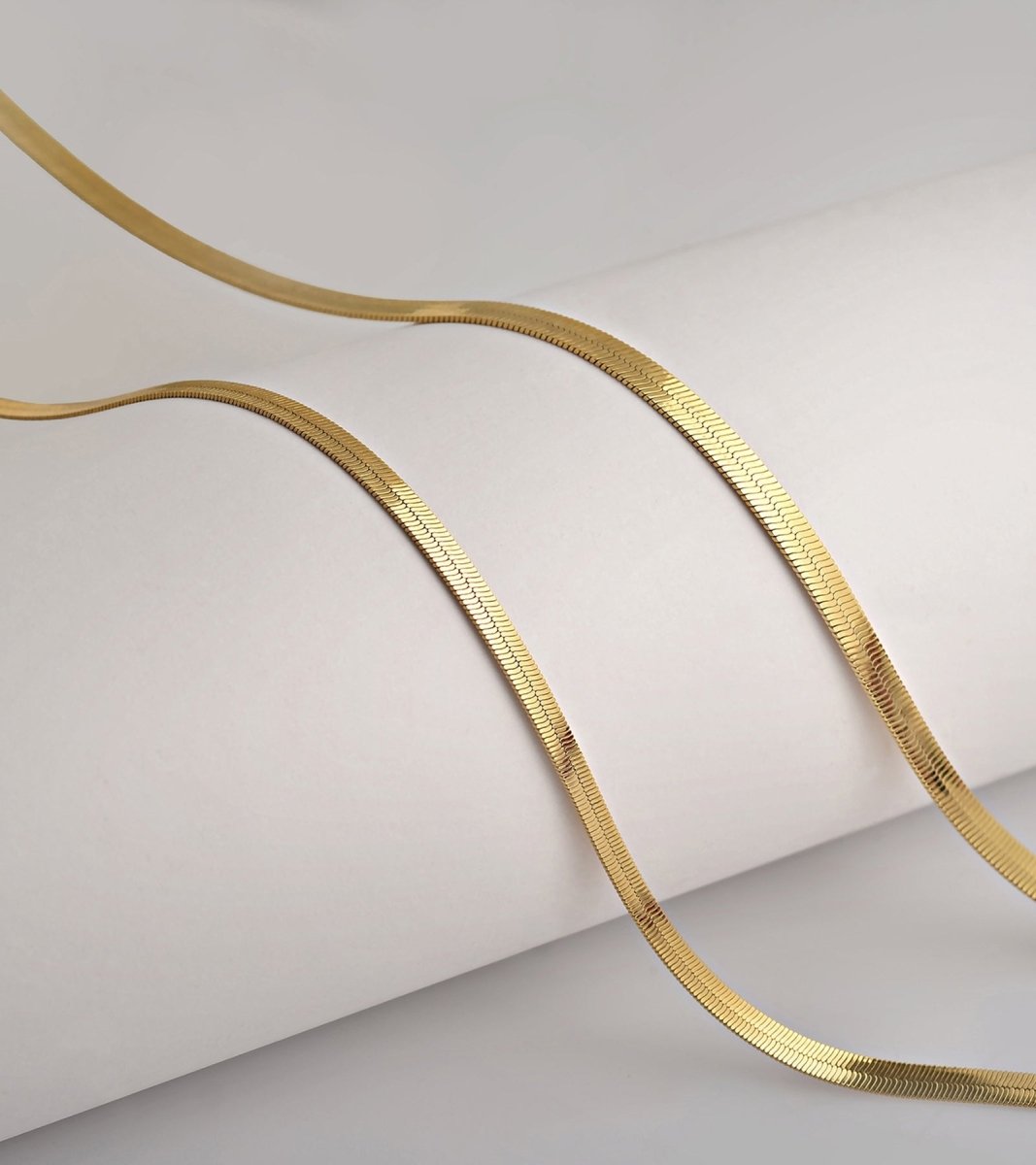 Herringbone Chain Necklace | 18K Gold Filled Herringbone Chain, Layered Necklace, Flat Snake Chain, Skinny Gold Chain Everyday Wear | Stainless Steel, Gold Filled 3mm 4mm | WA-930 to WA-936