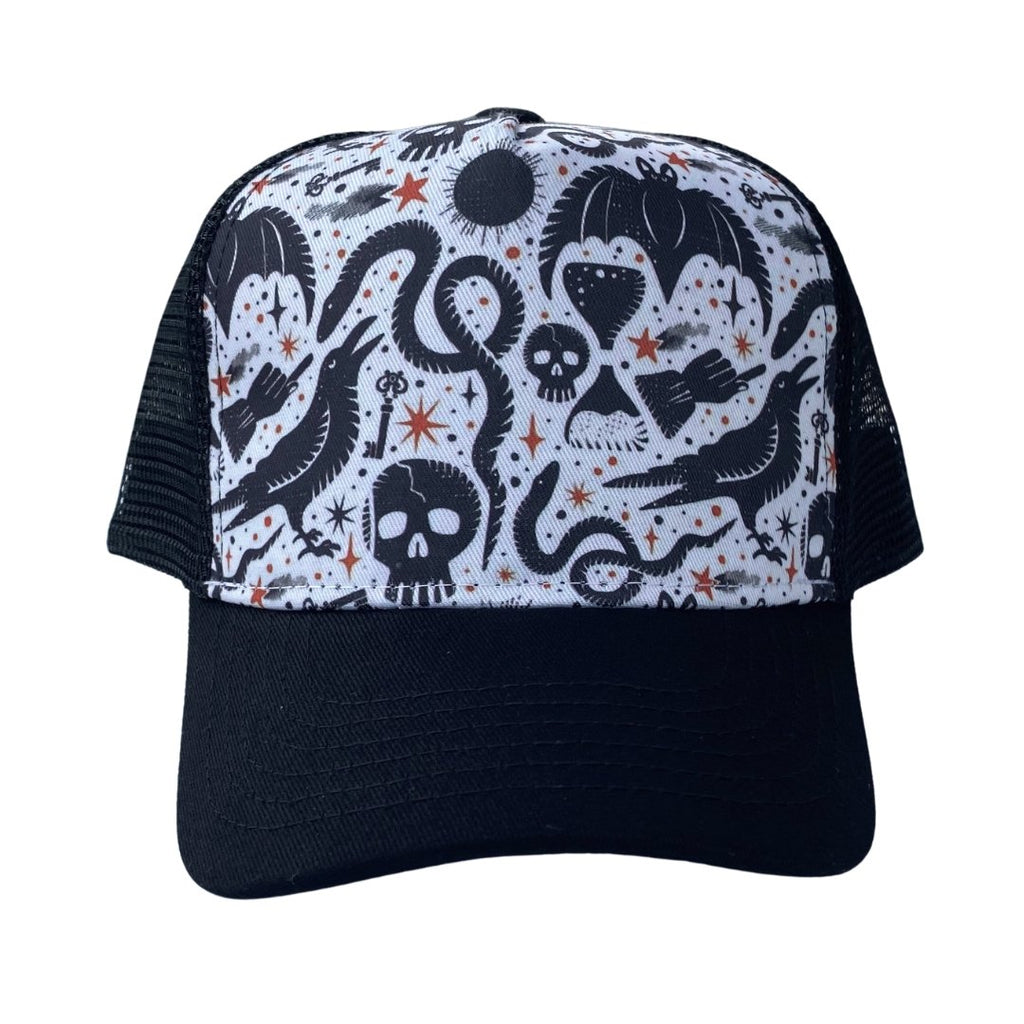Spooky Black Trucker Hat