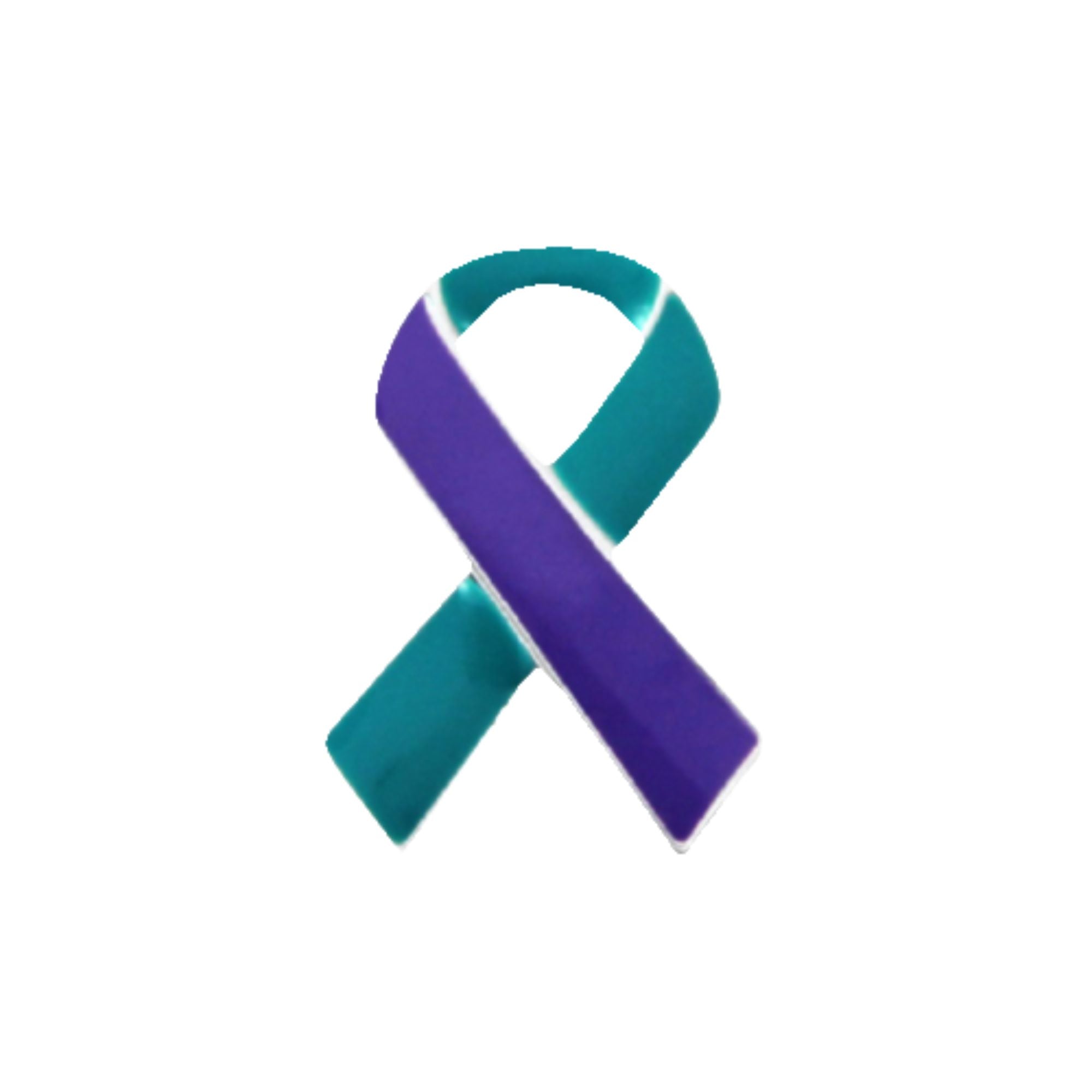 5/10/25/100 Pack Teal & Purple Ribbon Pins for Suicide, Sexual Assault Awareness